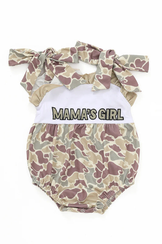 Baby Girls Camouflage Print 'Mama's Girl' Bubble Romper