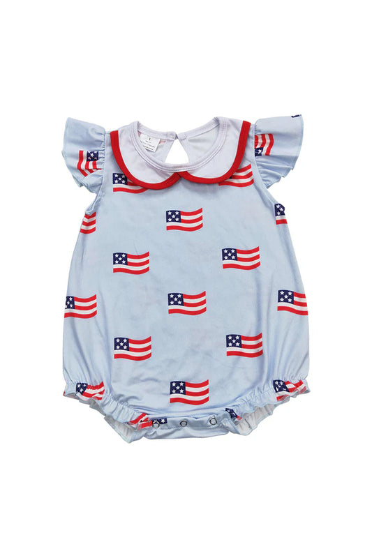 Baby Girls American Flag Bubble Romper