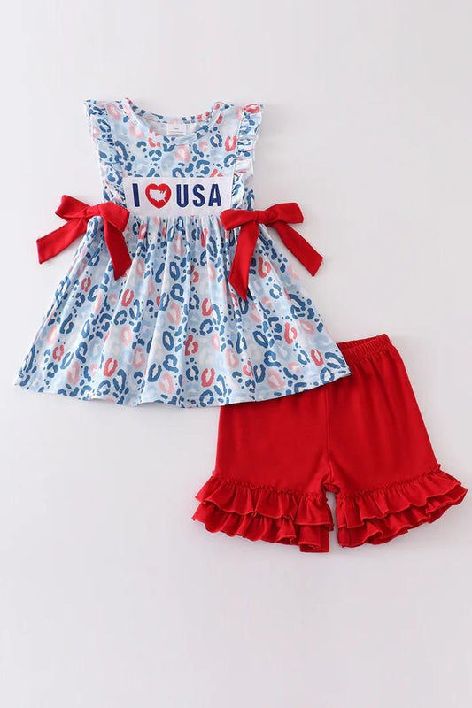 Girls 'I Heart USA' Patriotic Dress and Shorts Set